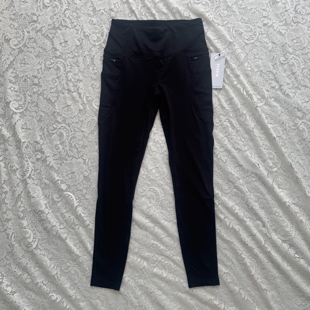 NWT Black RBX X-Heat Women’s Leggings Size S with Zipped and Open Pockets